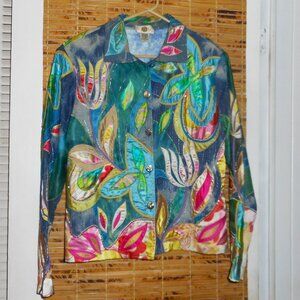 Sandy Starkman Floral Button Front Fashion Jacket *Tag Size: XL